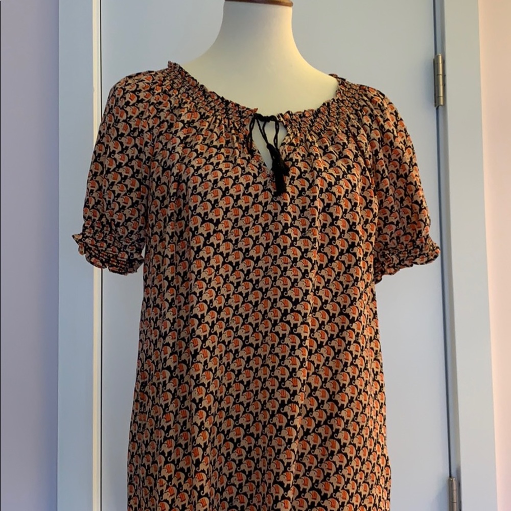joie Orange Elephant Pattern Top